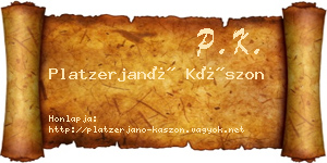 Platzerjanó Kászon névjegykártya